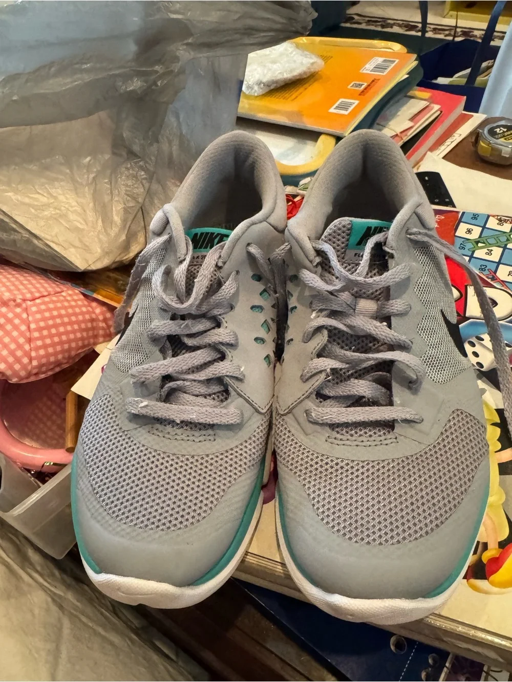 Nike size 7 Grey Sneakers with Teal Accents